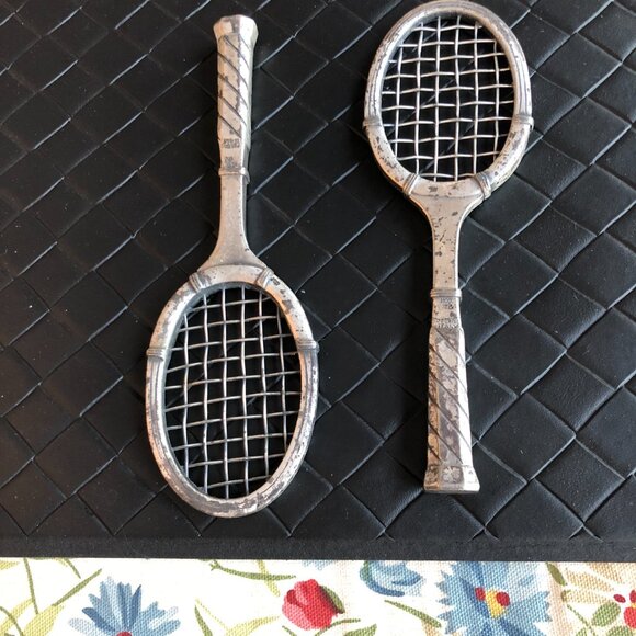 One Vintage Mod Dep Peltro Italy Silver Pewter Tennis Racket - Picture 7 of 7
